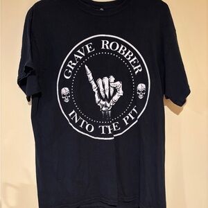 Black Graphic Tee. Grave Robbers band